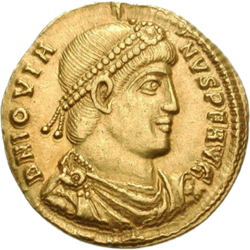 Golden coin depicting man with diadem facing left