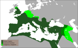 The Roman Empire at its greatest extent.