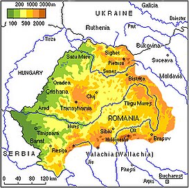 Mapa topográfico de Transilvania