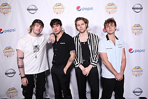 5 Seconds of Summer at B96 Summer Bash 2018. From left to right: Michael Clifford, Calum Hood, Luke Hemmings, Ashton Irwin.