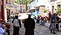 Walking on the street of Karyes; Mount Athos is notable for its lack of motorized traffic