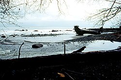 The mouth of the Clallam River, located in Clallam Bay County Park.