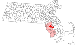 Location in Bristol County, Massachusetts