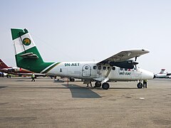 Twin engine passenger aircraft on the ground