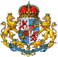 Coat of arms of the dukes of Courland and Semigallia, with the combined symbols of the House of Biron and the Polish-Lithuanian kings in the middle