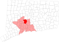 Location in New Haven County, Connecticut