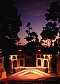 Present day Forest Theater in Carmel-by-the-Sea, Stage setting for Julius Caesar (play) at sunset.