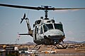 A HMLA-467 UH-1N Huey flies into Prescott, AZ.