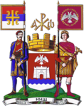 Chi-Ro symbol can be seen on the coat of arms of Niš, city in Serbia and the birthplace of Constantine the Great