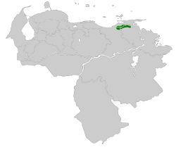 Distribución geográfica del mosquerito de Paria.