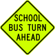 School bus turn ahead