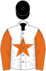 White, orange star and sleeves, black cap