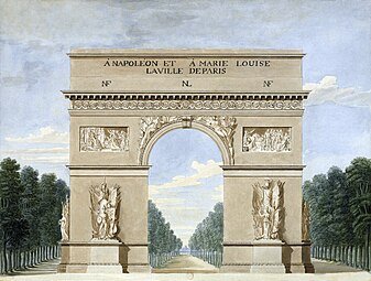 The wooden Arc de Triomphe built on the occasion of the entry into Paris of Napoleon and Marie Louise in 1810