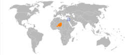 Map indicating locations of Israel and Niger