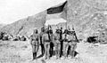 Image 2Soldiers in the Arab Army during the Arab Revolt of 1916–1918, carrying the Flag of the Arab Revolt and pictured in the Arabian Desert. (from History of Saudi Arabia)