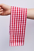 Gingham with squares in four colours.