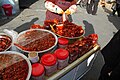 Food stall selling yangnyeon gejang (양념게장), marinated crabs in gochujang sauce (Korean chili pepper condiment).