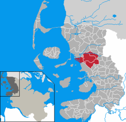 Map of Nordfriesland highlighting Stollberg