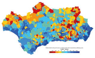 Crecimiento de la población por municipio entre 1998 y 2008