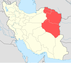 Map of Iran with Khorasan highlighted