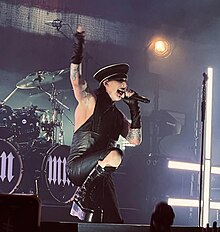 Manson performing in 2024