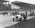 Aitken's car #18 (right) on the pole preparing for the 1916 Indianapolis 500 race