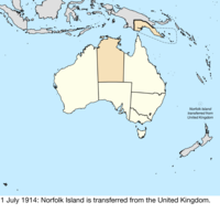 Map of the change to Australia on 1 July 1914