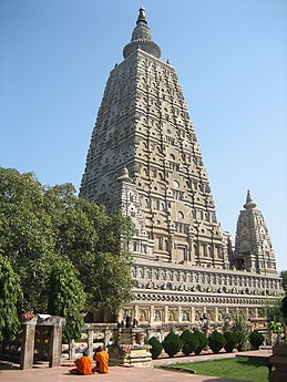 The current structure of the Mahabodhi Temple dates to the Gupta era, 5th century CE. Marking the location where the Buddha is said to have attained enlightenment.