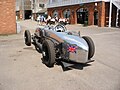 The Napier-Railton at Brooklands, in between test runs.