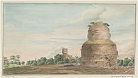 Dhamek Stupa, a watercolour by Abdullah, Shaikh, 1819