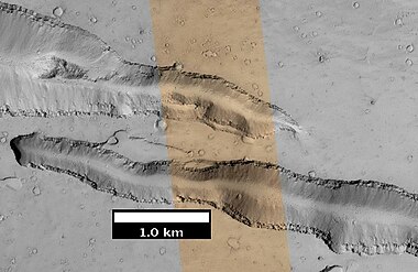 Troughs to the East of Albor Tholus, as seen by HiRISE under the HiWish program