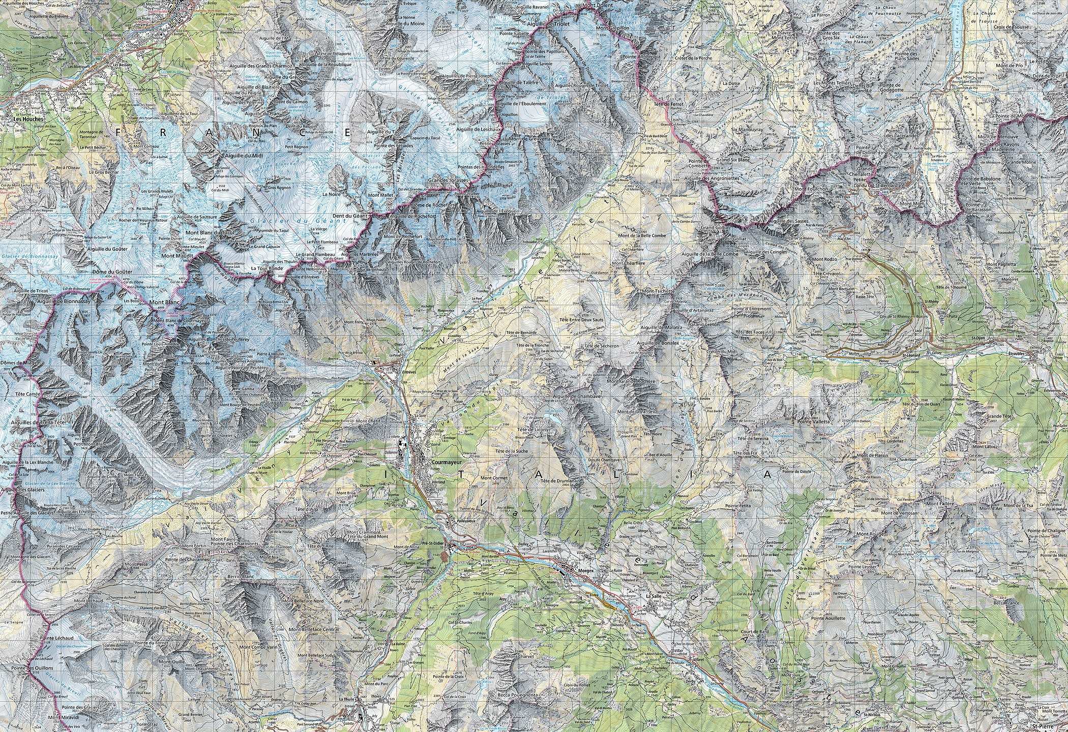 1:50'000 Swiss National Map, with both disputed areas marked