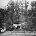 Confederate guns on the hill above poured fire into the Union ranks at Burnside's bridge. Photo taken just after the Battle of Antietam, 1862.