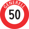 2.30.1 Generally valid speed limit within densely built-up areas; German variant