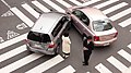 A Honda Fit and Toyota Echo (Platz) side collision in Tokyo