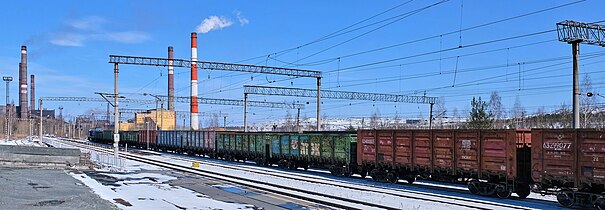 Cars on the station's tracks