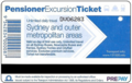 Prepaid Pensioner Excursion Ticket