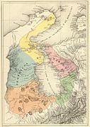 Mapa de la provincia de Maracaibo (hoy estado Zulia) en 1840, que contiene el trazado en la parte norte del límite.