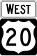 Standard US 20 West sign