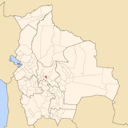 Location of the Punata Province within Bolivia