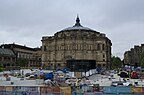 During latter stages of refurbishment of Bristo Square (2017)