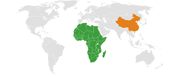 Map indicating locations of Africa and China