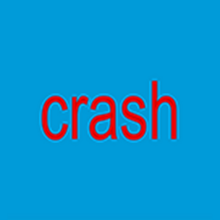 The word "crash" written in red lowercase, low-resolution Arial Narrow font on a blue background.