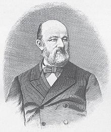 Photograph of Julius Schmidt standing in a suit. He has no hair, but has a dark beard.