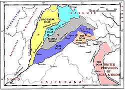 A map of the Punjab region c. 1947.