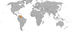 Map indicating locations of Abkhazia and Venezuela