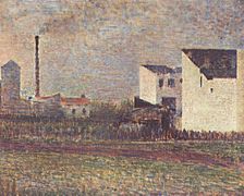 Пригород. Жорж Сёра, холст, масло, 1882-1883.