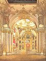 Image 12The Winter Palace's Grand Church today retains its original rococo decoration. The onion dome above it is one of the few concessions to an older Russian architecture allowed to be visible from the exterior. Painting by Eduard Hau. (from Rococo)