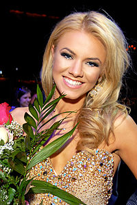 Katie Blair after placing first Runner-Up at Miss California USA 2011. She later assumed the title after Campanella won Miss USA 2011 (pictured in 2010)