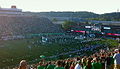 Pregame as seen from the student section in 2012. The Shewey Athletic Center is seen at the far end of the field.